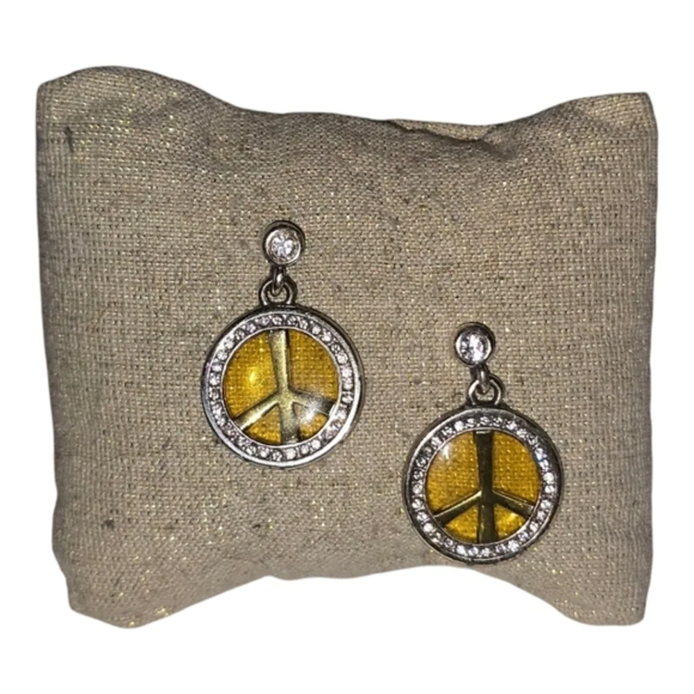 Brighton Yellow Swarovski Crystal‎ Peace Sign Earrings